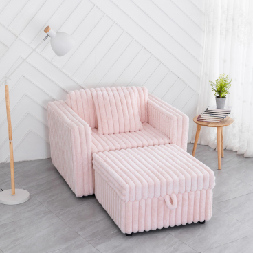 44.9"Soft  Modular Sofa Single - Very Comfortable & Stylish. Matches 30.7" Ottoman with Hydraulic Lift. Ideal for Bedroom & Living Room,  Light Pink(no after-sales service)