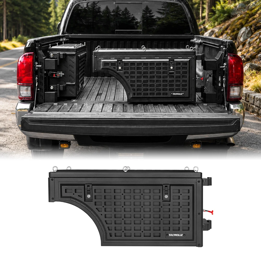 Tacmolle Molle Expansion Panel Truck Bed Side Storage Tool Box with Dual Security Lock, Metal UnderCover SwingCase Fits 2016-2023 Toyota Tacoma 5 ft Short Bed Pickup Truck-Passenger Side