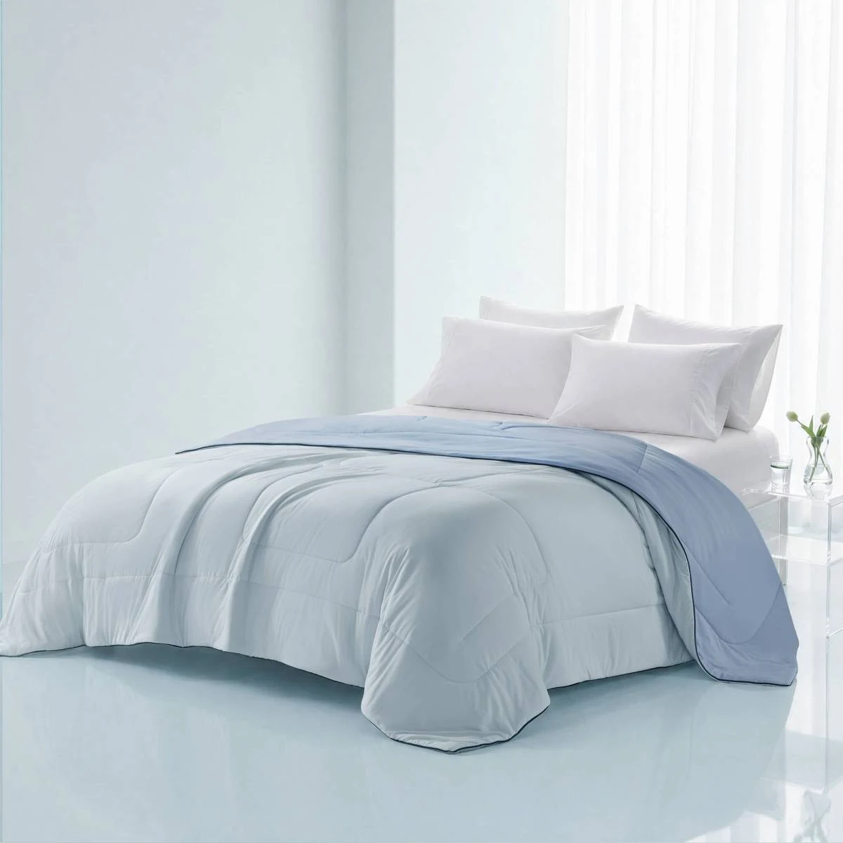 1 Piece Twin Down Alternative Comforter,Light Blue