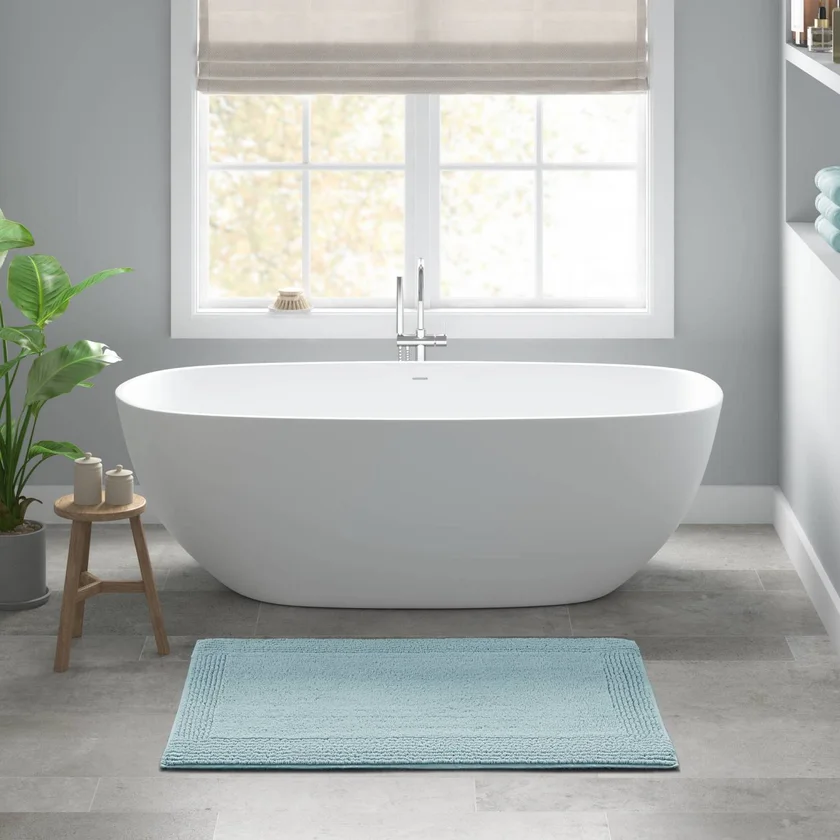 1 PCS 24x44" 100% Cotton Tufted 3000 GSM Reversible Bath Rug Blue