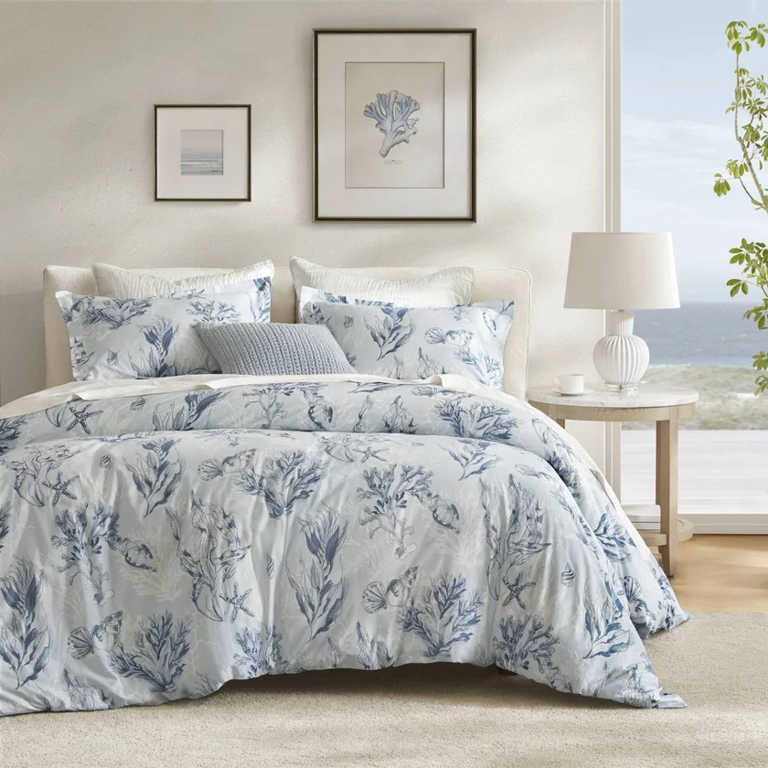 3-Piece King 100% Cotton Sateen Duvet Cover Set,Navy/Blue