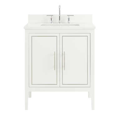 Fully Assembled 30''  White Freestanding Single Sink Bathroom Vanity
