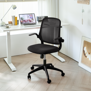 Ergonomic Color Office Chair 350LBS, Home Office, Mesh Back, Integrated Molded Foam, Comfortable Sitting, Flipping Armrest, Fireproof, Rotating, Lifting Multifunctional Chair (Black)