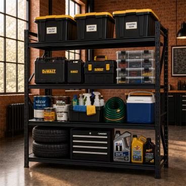 4-Tier 6000 LBSSturdy Garage Shelving Unit, 78.74" W x 19.69" D x 71.65" H, Adjustable Metal Storage Rack with Steel Shelves for Garage, Workshop, Warehouse and Basement